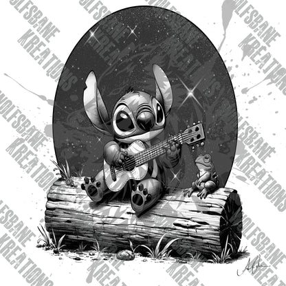 Stitch on a log