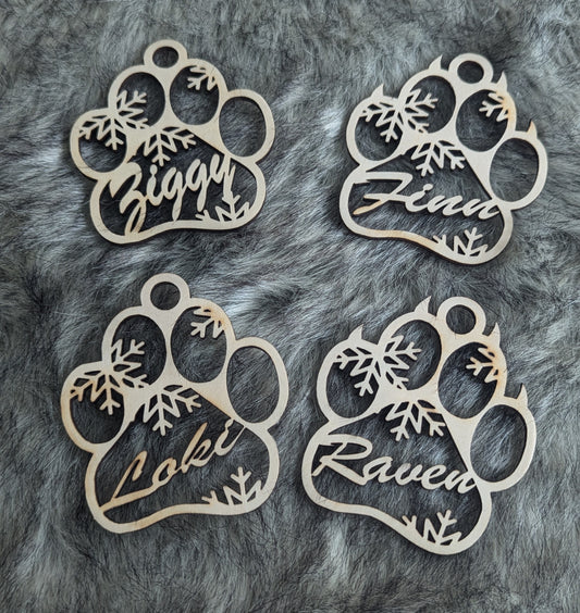 Snowflake Paw Print Ornament
